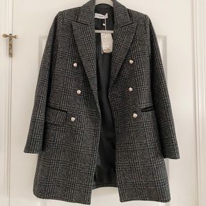 Mango Gray Check Wool Coat